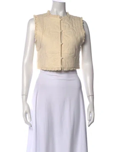 Pre-owned Sézane Crew Neck Sleeveless Top In Neutral