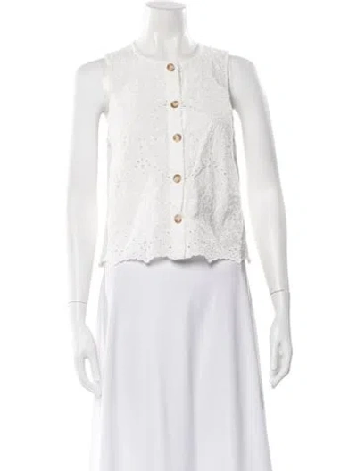 Pre-owned Sézane Crew Neck Sleeveless Top In White