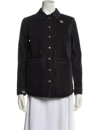 Pre-owned Sézane Denim Jacket In Black