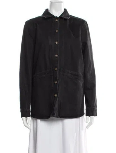 Pre-owned Sézane Denim Jacket In Black