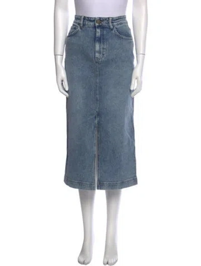 Pre-owned Sézane Distressed Accents Midi Length Skirt In Blue