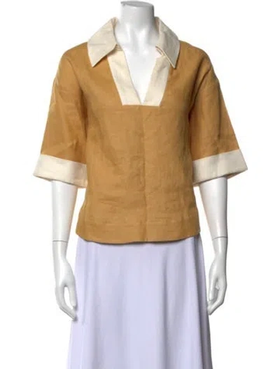 Pre-owned Sézane Editions Sezane Rue Du Bac Pairs 7 Linen Top In Neutrals
