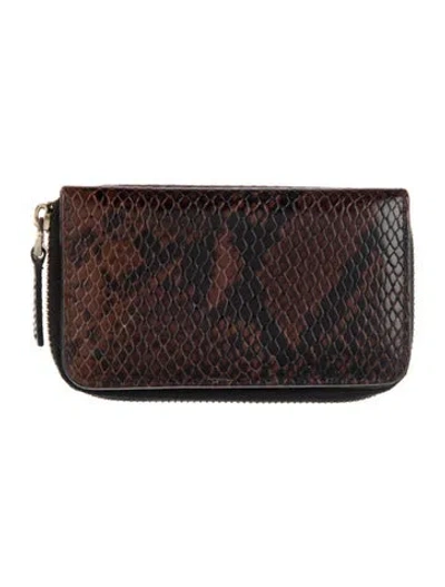 Pre-owned Sézane Embossed Leather Animal Print Continental Wallet In Brown