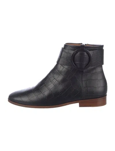 Pre-owned Sézane Embossed Leather Boots In Black