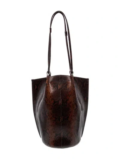 Pre-owned Sézane Embossed Leather Bucket Bag In Brown