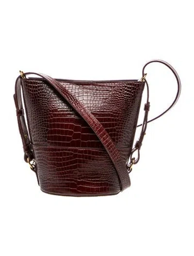 Pre-owned Sézane Embossed Leather Bucket Bag In Brown/burgundy