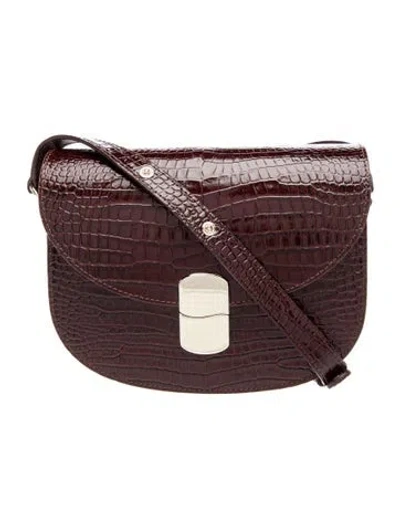 Pre-owned Sézane Embossed Leather Crossbody Bag In Brown