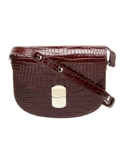 Pre-owned Sézane Embossed Leather Crossbody Bag In Brown
