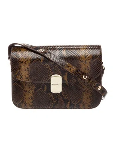 Pre-owned Sézane Embossed Leather Shoulder Bag In Brown