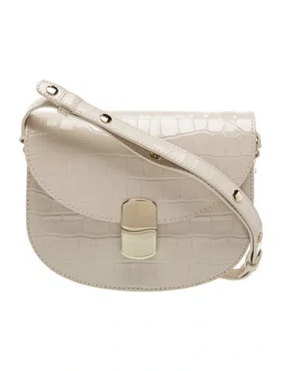 Pre-owned Sézane Embossed Leather Shoulder Bag In Neutrals