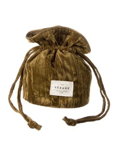 Pre-owned Sézane Embossed Velvet Pouch In Green