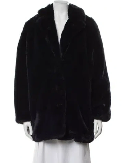 Pre-owned Sézane Faux Fur Coat In Black