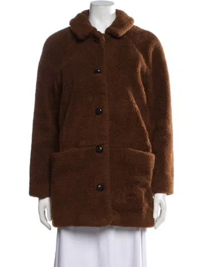 Pre-owned Sézane Faux Fur Faux Fur Coat In Brown