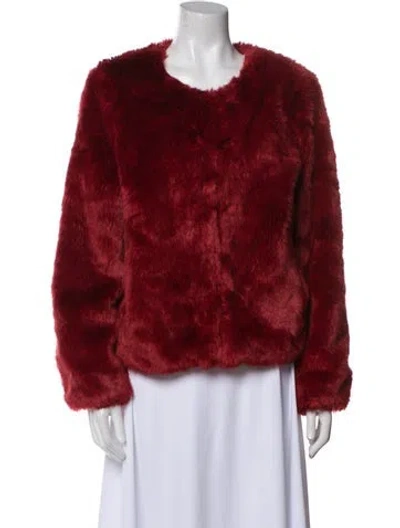 Pre-owned Sézane Faux Fur Faux Fur Jacket In Red