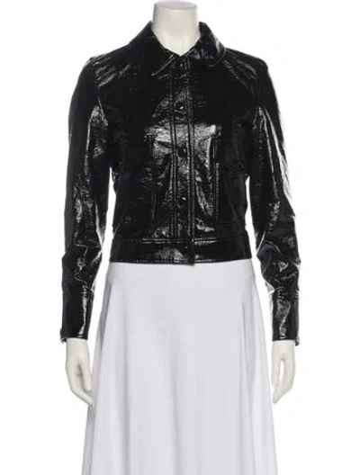 Pre-owned Sézane Faux Leather Biker Jacket W/ Tags In Blue