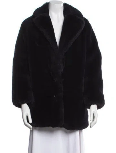 Pre-owned Sézane Faux Shearling Coat In Black