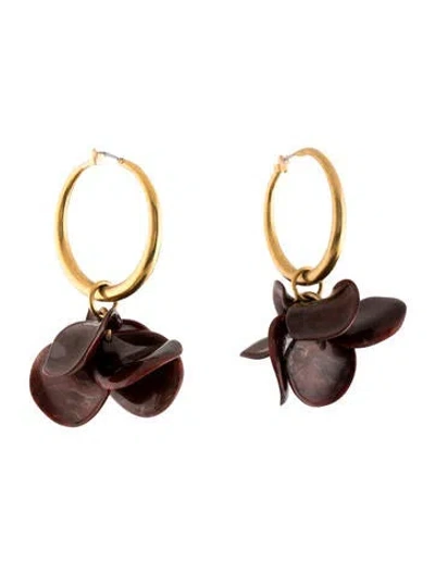 Pre-owned Sézane Floral Hoops Earrings In Brown