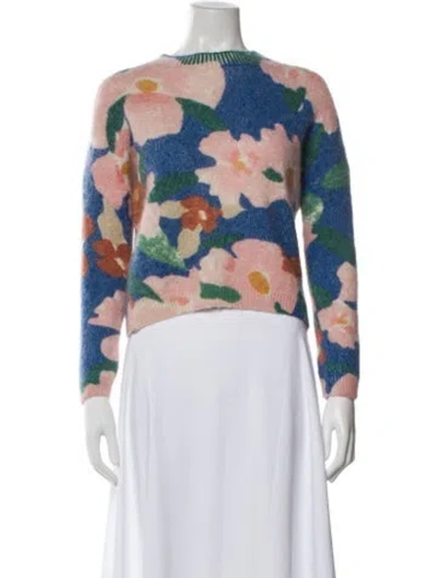 Pre-owned Sézane Floral Print Bateau Neckline Sweater In Pink