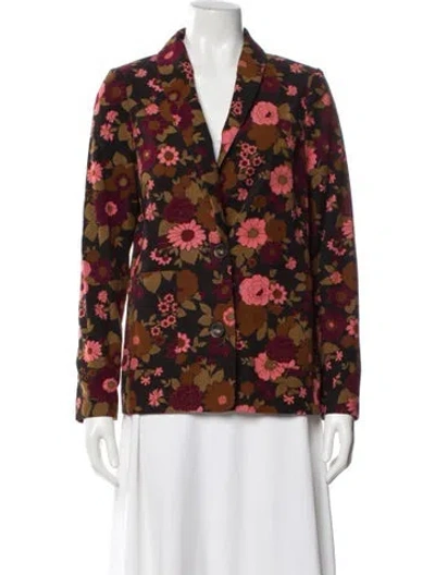 Pre-owned Sézane Floral Print Blazer In Brown