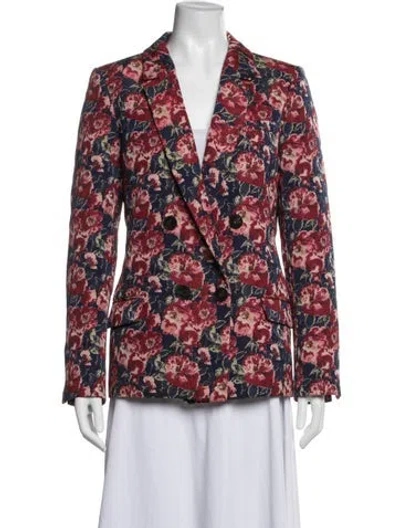 Pre-owned Sézane Floral Print Blazer In Red