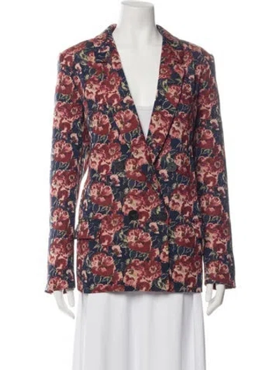 Pre-owned Sézane Floral Print Blazer In Red