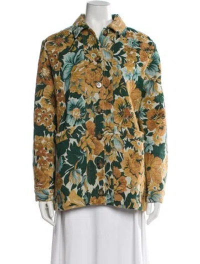 Pre-owned Sézane Floral Print Blazer W/ Tags In Green