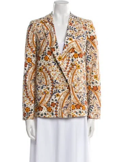 Pre-owned Sézane Floral Print Blazer In White