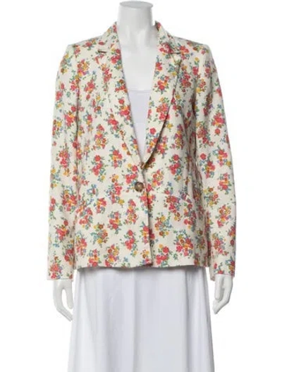 Pre-owned Sézane Floral Print Blazer In White