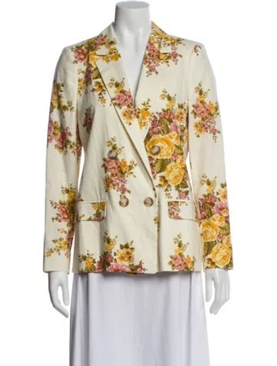 Pre-owned Sézane Floral Print Blazer In Yellow