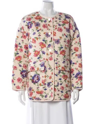 Pre-owned Sézane Floral Print Coat In Neutral