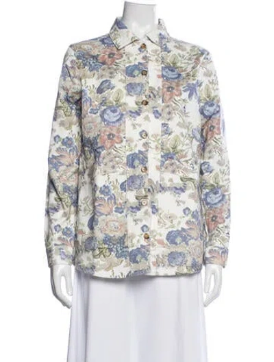 Pre-owned Sézane Floral Print Coat W/ Tags In Neutrals
