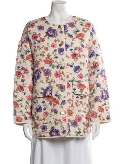 Pre-owned Sézane Floral Print Coat W/ Tags In Neutrals