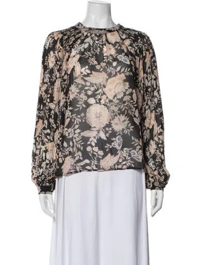 Pre-owned Sézane Floral Print Crew Neck Blouse In Multi