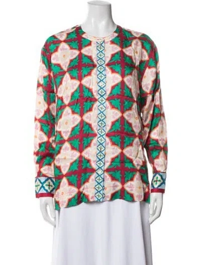 Pre-owned Sézane Floral Print Crew Neck Blouse In Multicolor