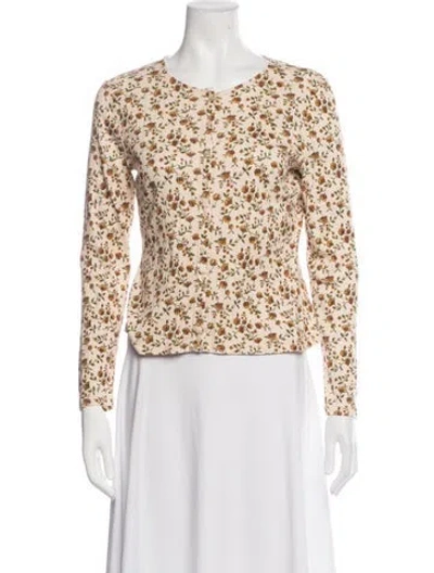 Pre-owned Sézane Floral Print Crew Neck Blouse In Multicolor