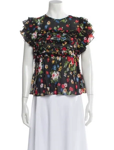 Pre-owned Sézane Floral Print Crew Neck Blouse W/ Tags In Multi