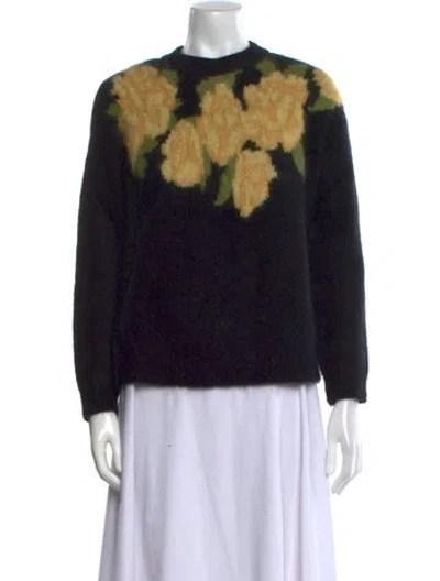 Pre-owned Sézane Floral Print Crew Neck Sweater In Black