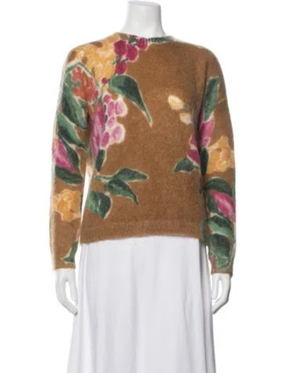 Pre-owned Sézane Floral Print Crew Neck Sweater In Brown