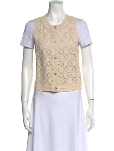 Pre-owned Sézane Floral Print Crew Neck Sweater In Neutral