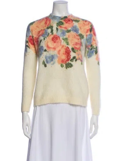 Pre-owned Sézane Floral Print Crew Neck Sweater In Neutral