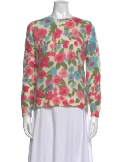 Pre-owned Sézane Floral Print Crew Neck Sweater In Neutral