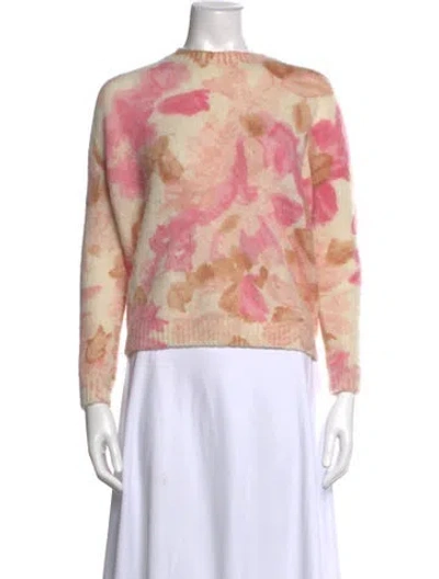Pre-owned Sézane Floral Print Crew Neck Sweater In Pink