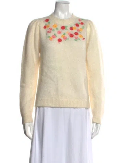Pre-owned Sézane Floral Print Crew Neck Sweater W/ Tags In Neutrals
