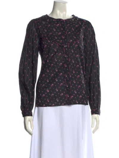 Pre-owned Sézane Floral Print Crew Neck Sweatshirt In Multi