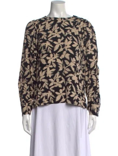 Pre-owned Sézane Floral Print Crew Neck Top In Black