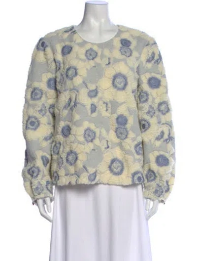 Pre-owned Sézane Floral Print Crew Neck Top In Multi