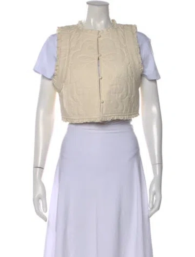 Pre-owned Sézane Floral Print Crew Neck Top In Neutral