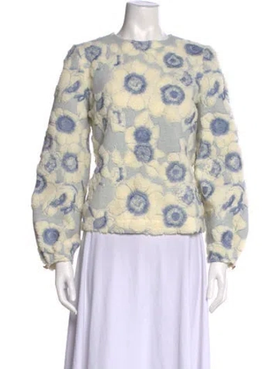 Pre-owned Sézane Floral Print Crew Neck Top In Neutral