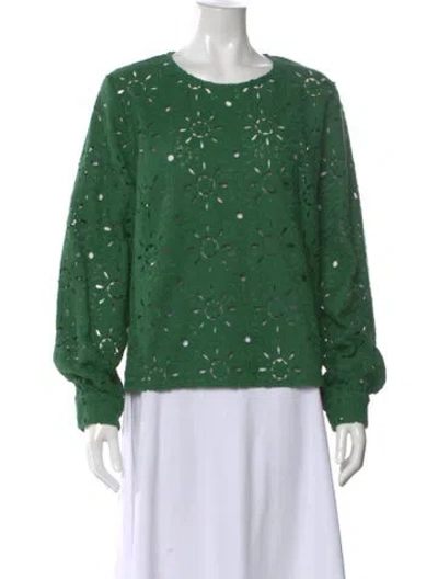 Pre-owned Sézane Floral Print Crew Neck Top W/ Tags In Green