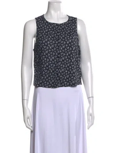 Pre-owned Sézane Floral Print Crew Neck Top In White
